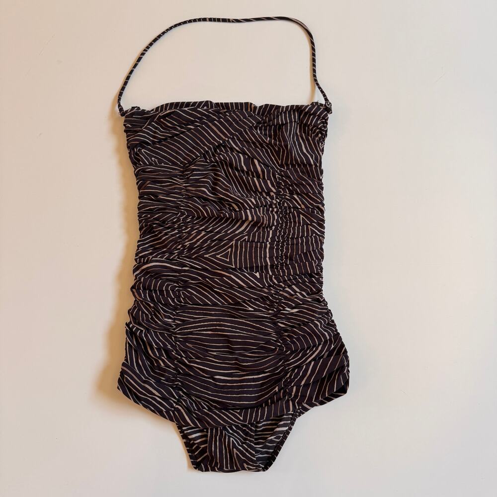 Bottega Veneta Swimsuit One Piece Bathing Suit Ruched Underwire Size Small Brown